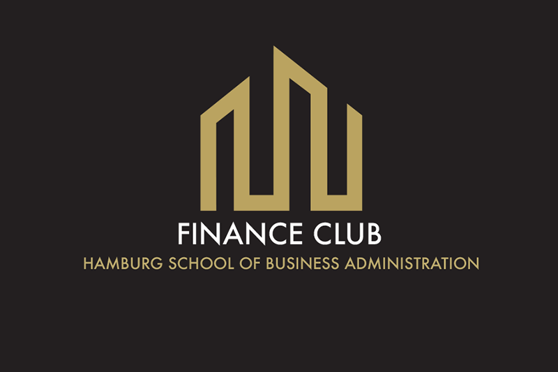 Finace Club Logo, Frankfurtskyline gold auf dunklem Hintergrund